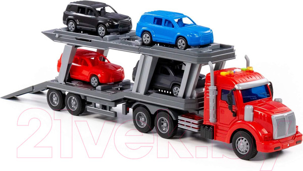 Изображение товара Автовоз игрушечный Полесье Профи Тягач с полуприцепом-автовозом / 83972 