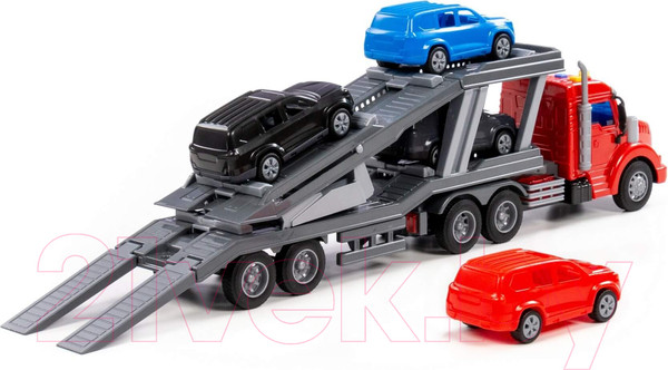 Изображение товара Автовоз игрушечный Полесье Профи Тягач с полуприцепом-автовозом / 83972 
