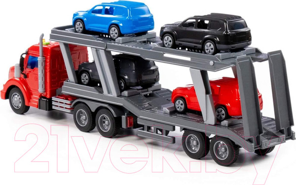 Изображение товара Автовоз игрушечный Полесье Профи Тягач с полуприцепом-автовозом / 83972 