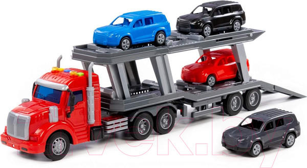 Изображение товара Автовоз игрушечный Полесье Профи Тягач с полуприцепом-автовозом / 83972 