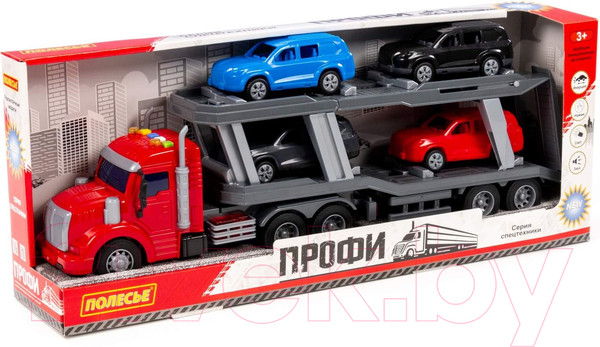 Изображение товара Автовоз игрушечный Полесье Профи Тягач с полуприцепом-автовозом / 83972 