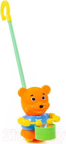 Изображение товара Игрушка-каталка Полесье Медвежонок с ручкой / 96654
