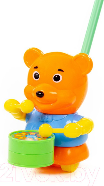 Изображение товара Игрушка-каталка Полесье Медвежонок с ручкой / 96654