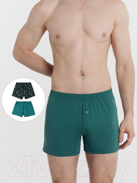 Изображение товара Комплект мужских трусов Mark Formelle 411152-2 (р.102-112, зеленый/кэш на черном)