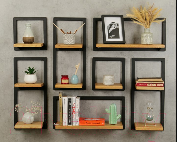 Изображение товара Полка Stal-Massiv Fly-NZ  (дуб натуральный/черный)