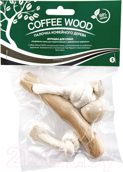 Изображение товара Игрушка для собак Coffee Wood Кофейная палка для перетягивания с шариком / TUGSTICK/CW-S