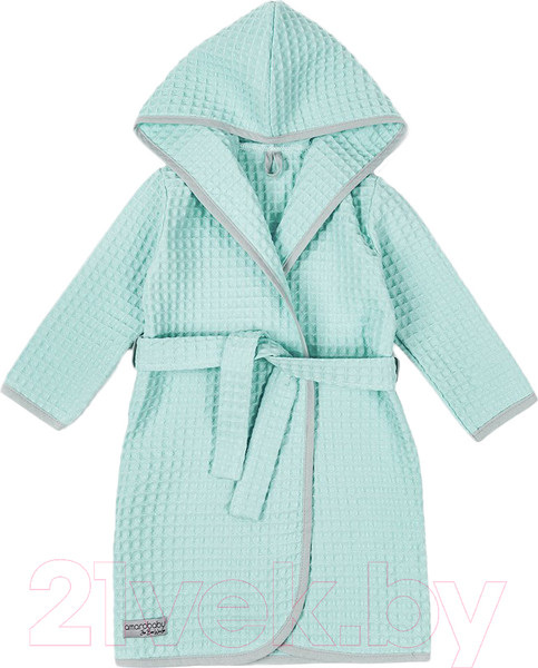Изображение товара Халат детский Amarobaby Waffle с капюшоном / AB-OD22-WAF2502/32-122  (мятный, р.122-128)