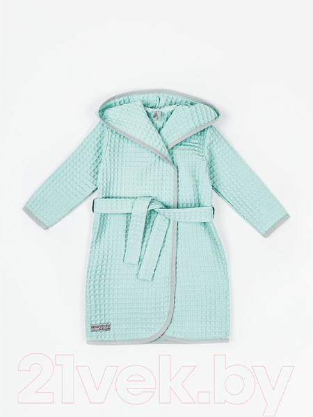 Изображение товара Халат детский Amarobaby Waffle с капюшоном / AB-OD22-WAF2502/32-122  (мятный, р.122-128)
