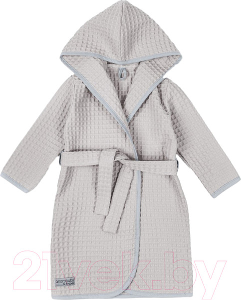 Изображение товара Халат детский Amarobaby Waffle с капюшоном / AB-OD22-WAF2502/11-122  (серый, р.122-128)