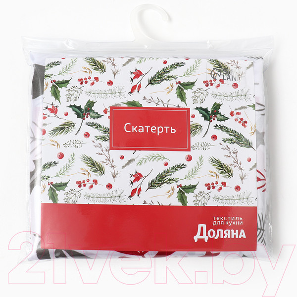 Изображение товара Скатерть Доляна Новогодние цветы 110x145 / 10389059