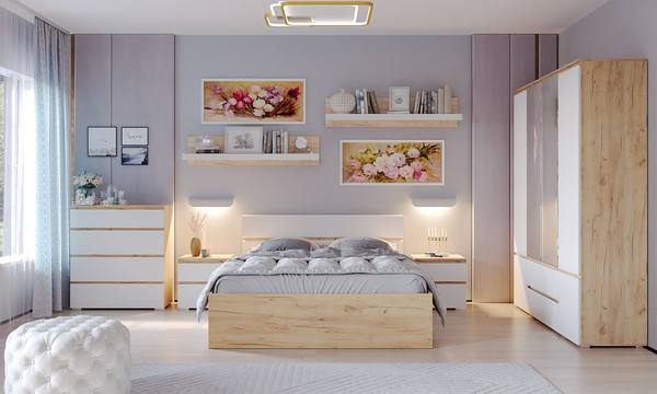 Изображение товара Прикроватная тумба Памир Гретта (крафт золотой/белый)