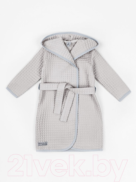 Изображение товара Халат детский Amarobaby Waffle с капюшоном / AB-OD22-WAF2502/11-98  (серый, р.98-104)