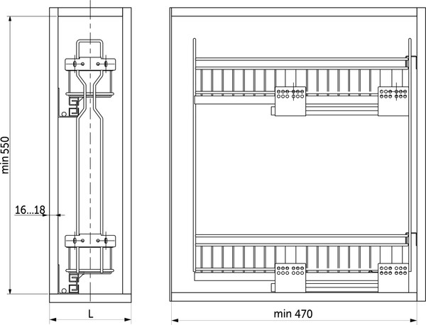 Изображение товара Корзина выдвижная AKS Norwig 150 боковая левая (хром)