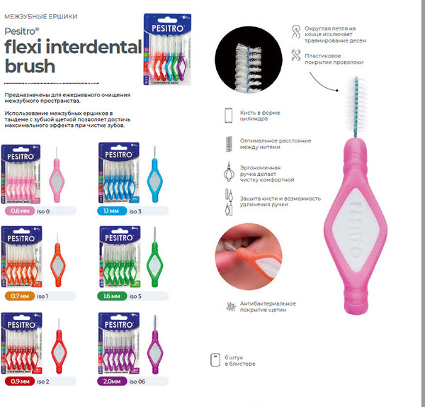 Изображение товара Ершики межзубные Pesitro ISO0 0.6мм (0.4мм, розовый)