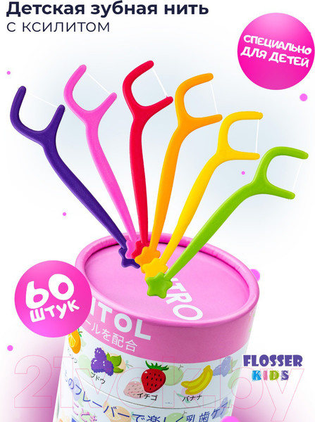 Изображение товара Зубная нить Pesitro Kids Флоссеры (60шт)