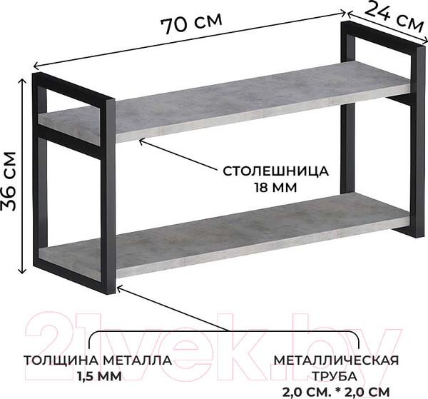 Изображение товара Полка Макс Стайл Пн700 (бетон)