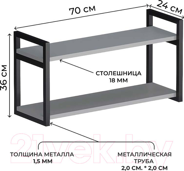 Изображение товара Полка Макс Стайл Пн700 (серый асфальт)