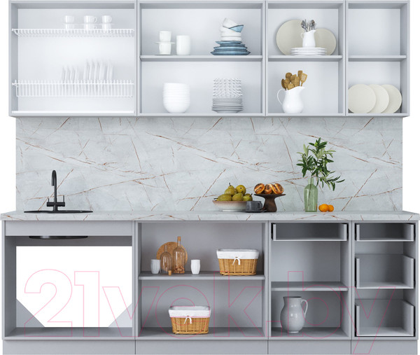 Изображение товара Кухонный гарнитур Интерлиния Мила Пластик 2.5 Б (дуб эпоксид/туманный глянец/опал светлый)