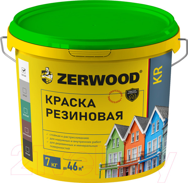 Изображение товара Краска Zerwood KR Резиновая (7кг, зеленый)