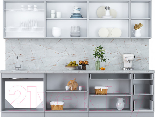 Изображение товара Кухонный гарнитур Интерлиния Мила Пластик 2.8 Б (туманный глянец/антрацит/бискайская сосна)