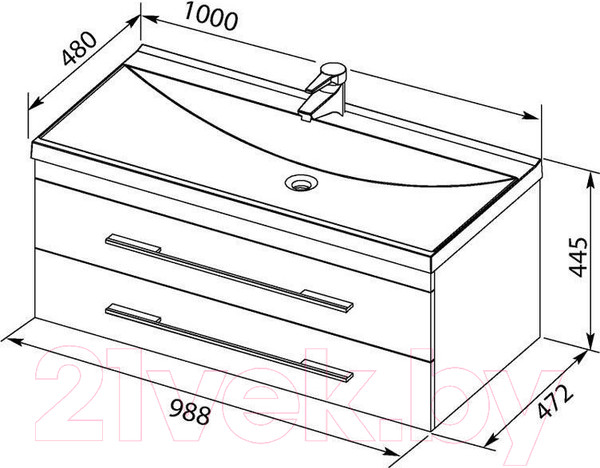 Изображение товара Тумба под умывальник Aquanet Нота New 100 / 335420 (белый глянец)