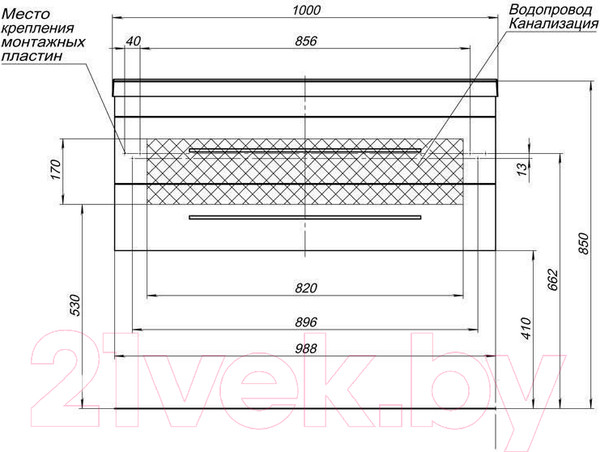 Изображение товара Тумба под умывальник Aquanet Нота New 100 / 335420 (белый глянец)