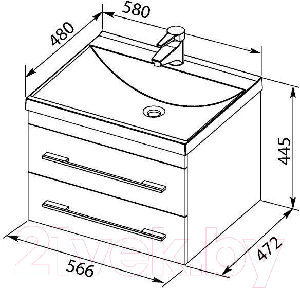 Изображение товара Тумба под умывальник Aquanet Нота New 58 / 335417 (белый глянец)