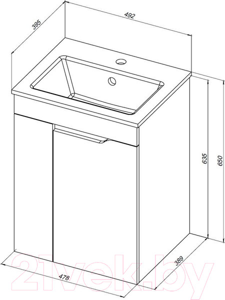 Изображение товара Тумба под умывальник Aquanet Практика 50 / 330451 (белый матовый)