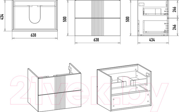 Изображение товара Тумба под умывальник Brevita Vega 70 / VEG-09070-0802Я