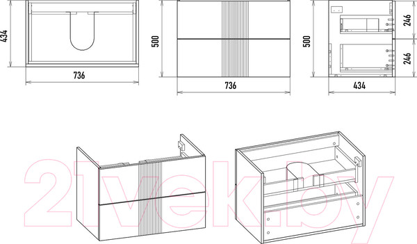 Изображение товара Тумба под умывальник Brevita Vega 80 / VEG-09080-0802Я