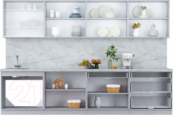 Изображение товара Кухонный гарнитур Интерлиния Мила Пластик 3.2 Б (дуб эпоксид/туманный глянец/опал светлый)