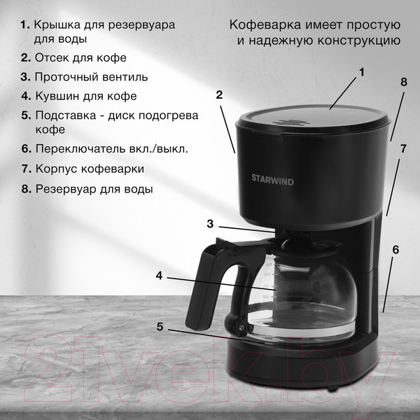 Изображение товара Капельная кофеварка StarWind STD0610 (черный)