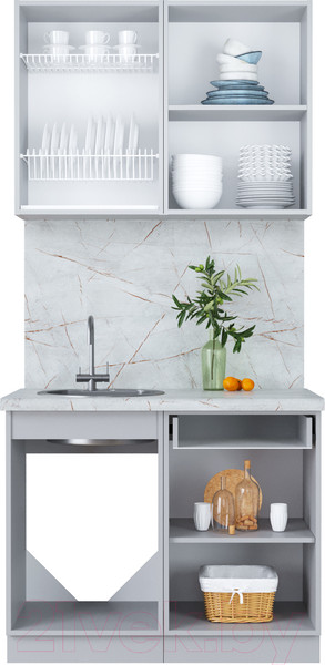 Изображение товара Кухонный гарнитур Интерлиния Мила Пластик 1.0 В (туманный глянец/антрацит/бискайская сосна)