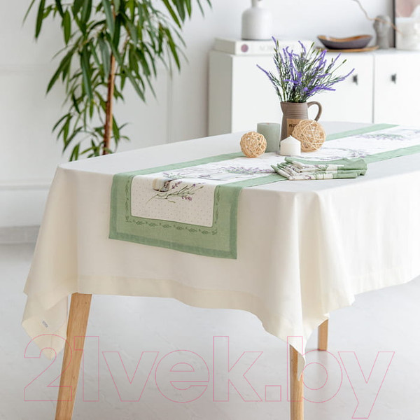 Изображение товара Дорожка на стол Listelle Лавандовое лето зеленая 311905