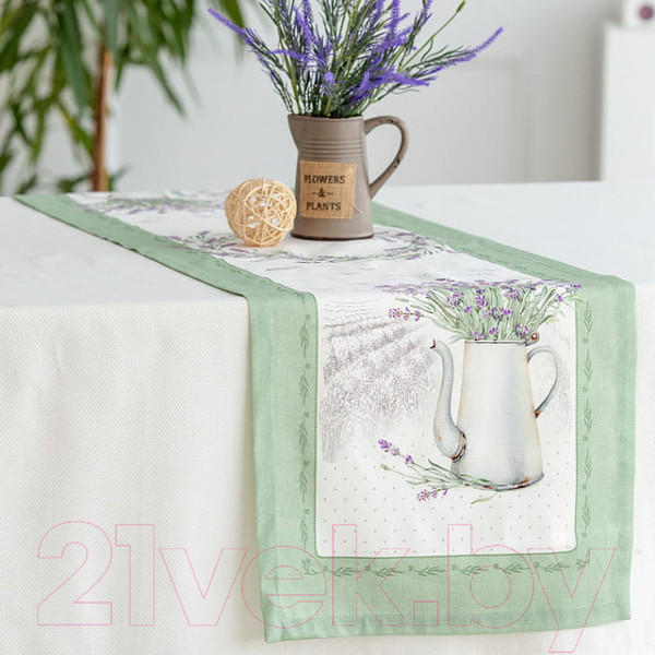Изображение товара Дорожка на стол Listelle Лавандовое лето зеленая 311905