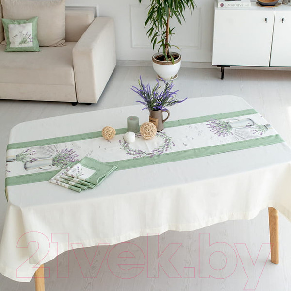 Изображение товара Дорожка на стол Listelle Лавандовое лето зеленая 311906