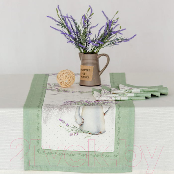 Изображение товара Дорожка на стол Listelle Лавандовое лето зеленая 311906