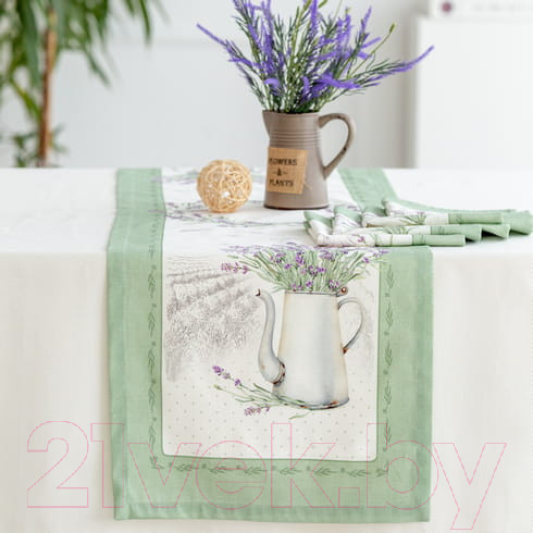 Изображение товара Дорожка на стол Listelle Лавандовое лето зеленая 311906
