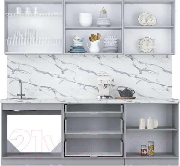 Изображение товара Кухонный гарнитур Интерлиния Мила Пластик 2.3 В (туманный глянец/антрацит/бискайская сосна)