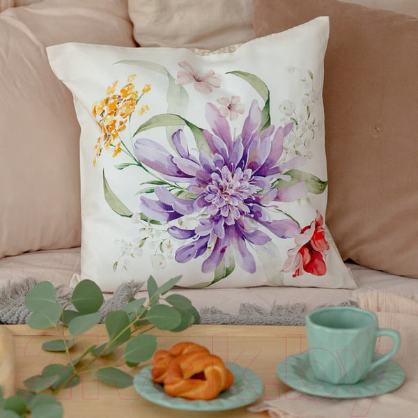 Изображение товара Наволочка декоративная Listelle Жаклин фиолетовый цветок 814601/2