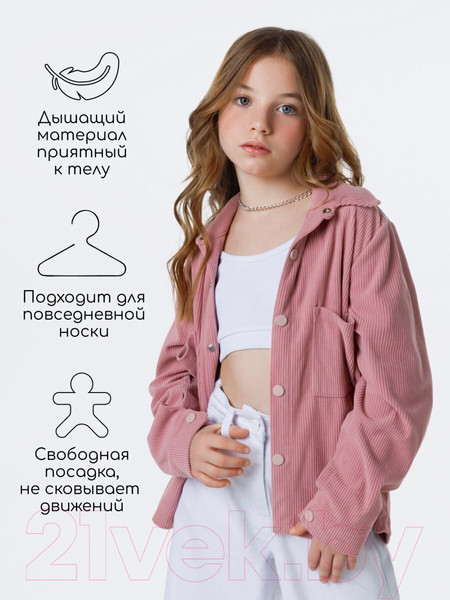 Изображение товара Рубашка детская Amarobaby Velvet / AB-OD23-V33/06-128 (розовый, р.128)