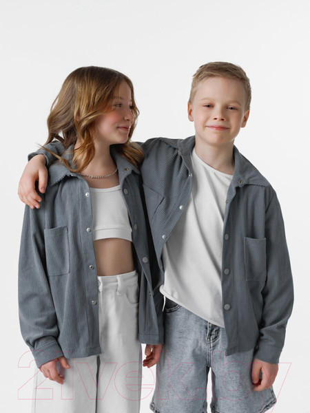 Изображение товара Рубашка детская Amarobaby Velvet / AB-OD23-V33/44-128  (серый/голубой, р.128)