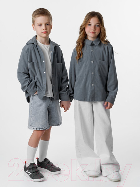 Изображение товара Рубашка детская Amarobaby Velvet / AB-OD23-V33/44-134  (серый/голубой, р.134)
