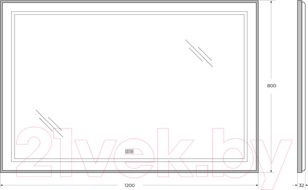 Изображение товара Зеркало BelBagno SPC-KRAFT-1200-800-LED-TCH-WARM-NERO