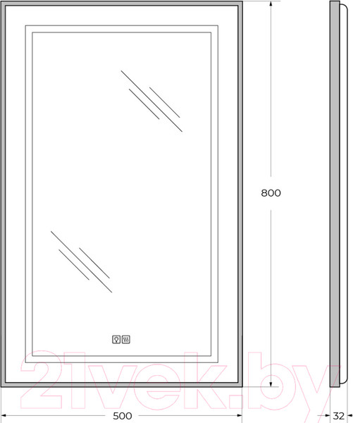 Изображение товара Зеркало BelBagno SPC-KRAFT-500-800-LED-TCH-WARM-NERO