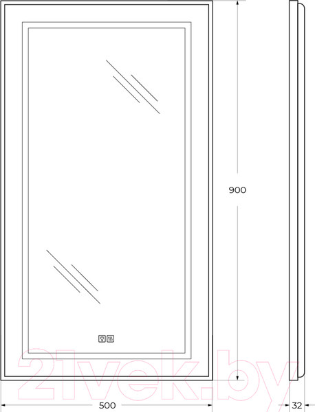 Изображение товара Зеркало BelBagno SPC-KRAFT-500-900-LED-TCH-WARM