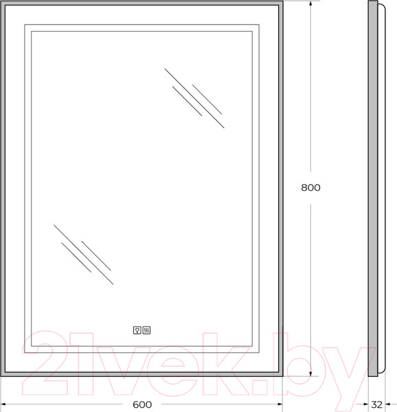 Изображение товара Зеркало BelBagno SPC-KRAFT-600-800-LED-TCH-WARM-NERO