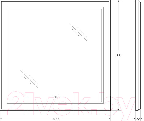 Изображение товара Зеркало BelBagno SPC-KRAFT-800-800-LED-TCH-WARM