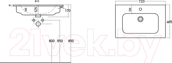 Изображение товара Тумба с умывальником Гамма Р27оФ8/1 - У70 Пиедра 43071