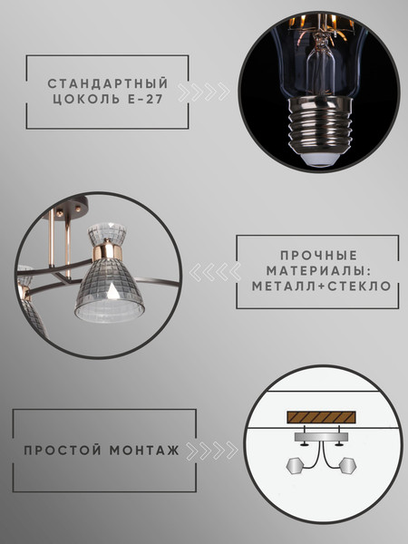 Изображение товара Люстра Aitin-Pro НПБ 02-4x60-101 / N5686/4 (кофе/золото)